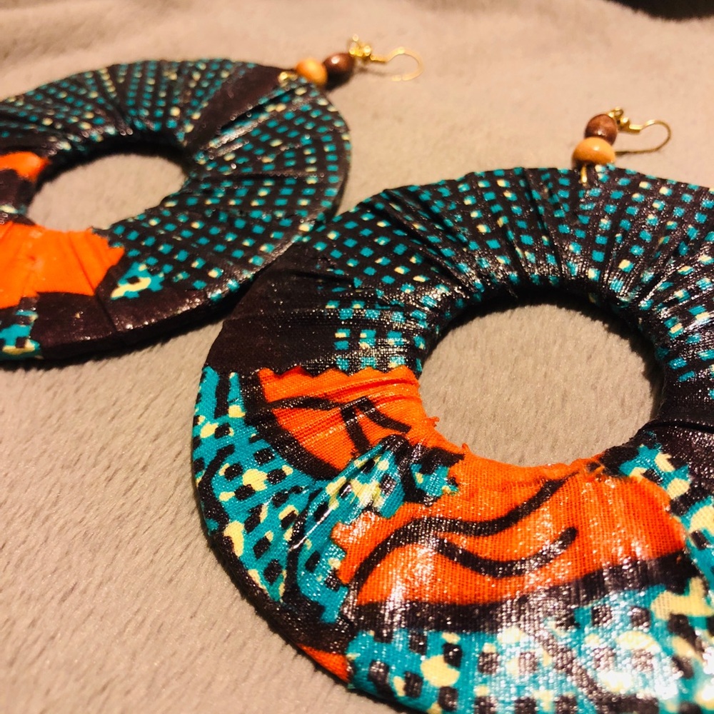 Large African Textile Earrings
